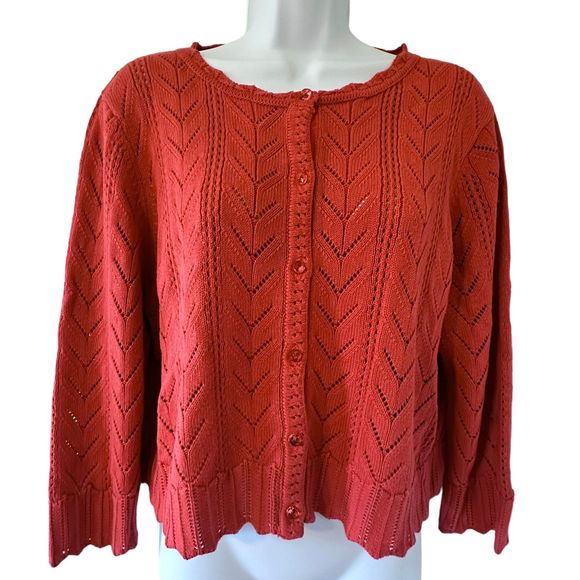 Requirements Vintage Orange Cardigan Sweater Tank Knit Set Size XL - Picture 5 of 10